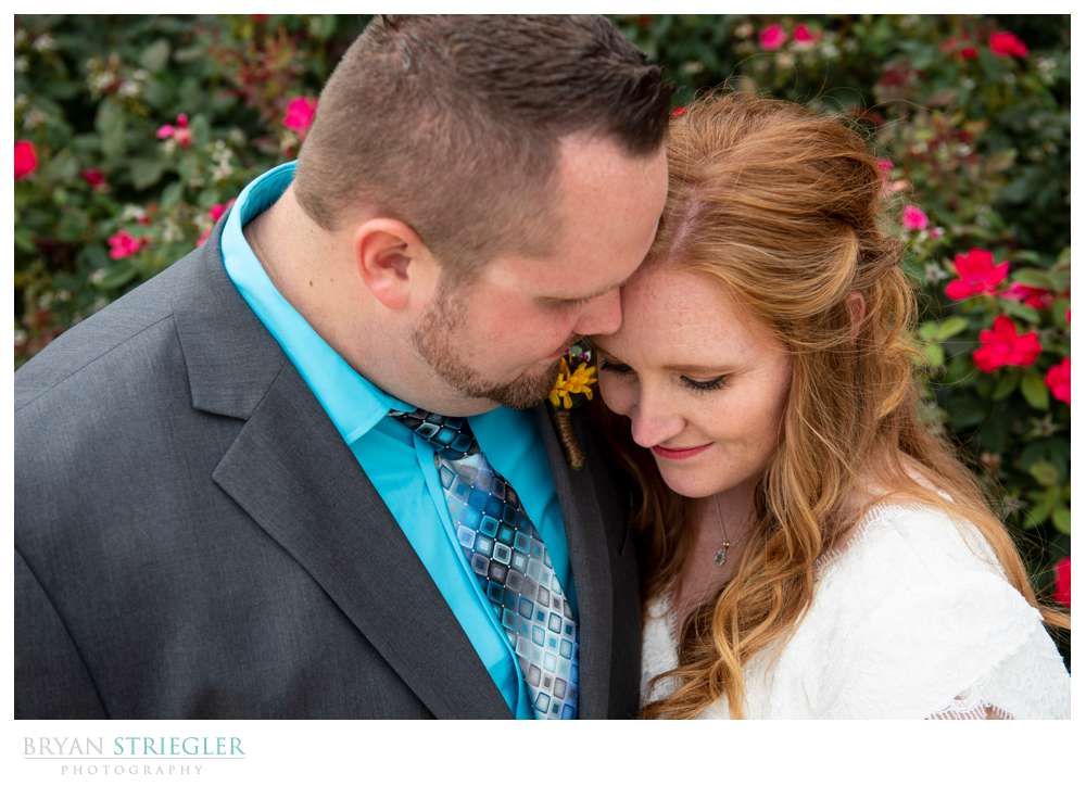 close up of bride and groom